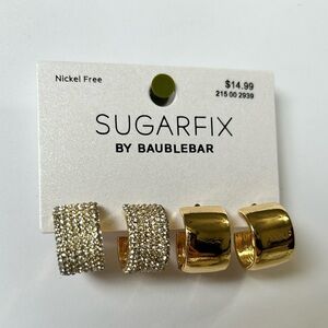 BaubleBar Gold and Silver Sparkling Hoop Earrings